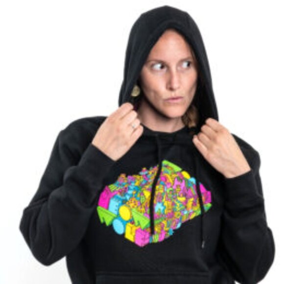 Meow Wolf Area 15 Green / Bright Colors Graphic Hoodie Sweatshirt Pockets XS - Picture 5 of 8